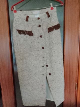 Falda larga invierno beige y marrón