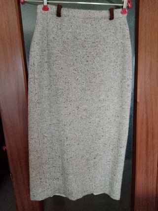 Falda larga invierno beige y marrón