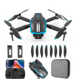 Dron Negro y Azul con Accesorios