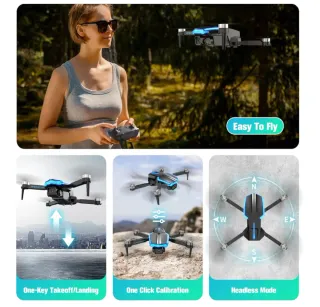 Dron Negro y Azul con Accesorios