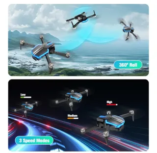 Dron Negro y Azul con Accesorios