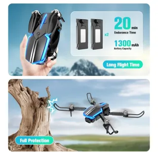 Dron Negro y Azul con Accesorios