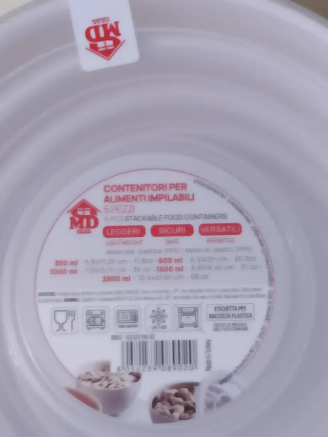 Set 5 Contenitori Cibo MD Casa