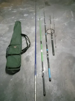 Cañas de pescar y funda