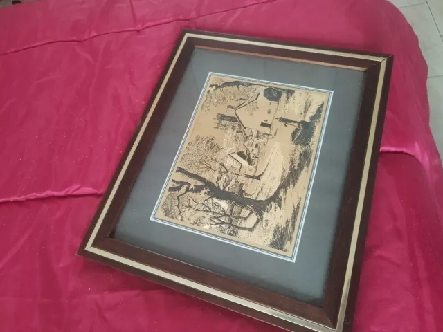 Quadro in metallo e legno