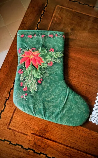 Calza Befana con Poinsettia e Agrifoglio
