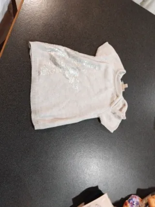 Maglioncino caldo coto bambina con stampa argento