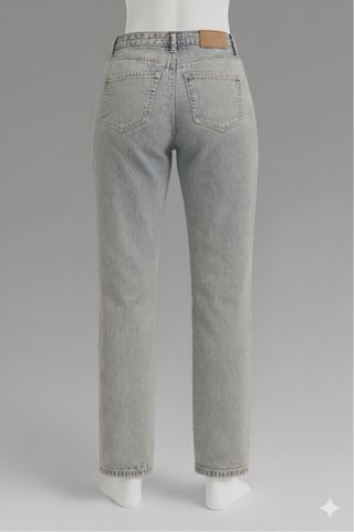 Jeans Mom Fit Grigio Chiaro Strappati