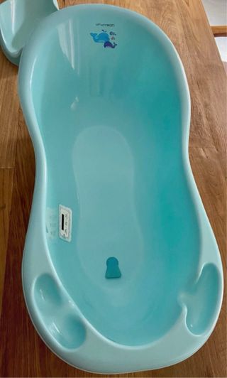 Bañera bebé azul con soporte