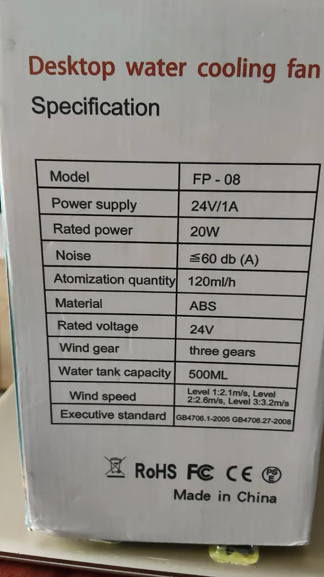 Ventilador Aire acondicionado de mesa azul y blanc