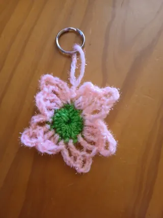 Llavero Flor de la Suerte Rosa y Verde