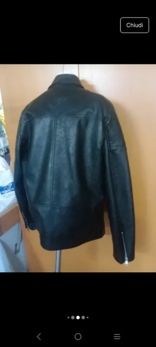 Giubbotto uomo ecopelle stile chiodo nero