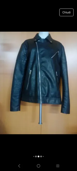 Giubbotto uomo ecopelle stile chiodo nero