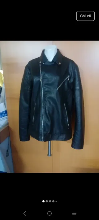 Giubbotto uomo ecopelle stile chiodo nero