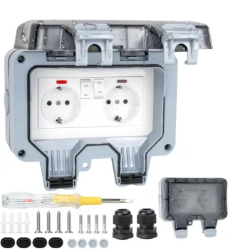 Enchufe Exterior Impermeable Doble