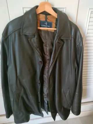 Cazadora de cuero Cortefiel hombre marrón