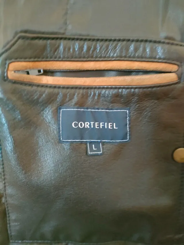 Cazadora de cuero Cortefiel hombre marrón