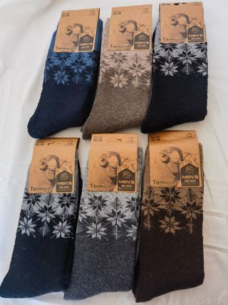 6 Pares Calcetines Térmicos Lana Hombre 40-46