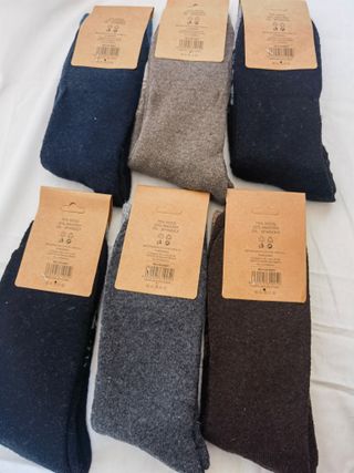 6 Pares Calcetines Térmicos Lana Hombre 40-46