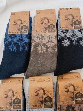 6 Pares Calcetines Térmicos Lana Hombre 40-46