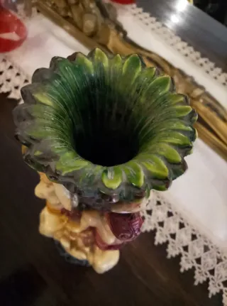 Vaso stile indiano beige e rosso