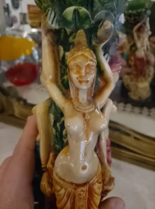 Vaso stile indiano beige e rosso