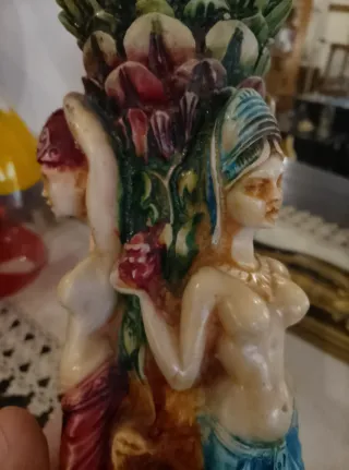 Vaso stile indiano beige e rosso