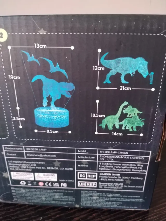 Lámpara 3D Dinosaurio y Pterodáctilos