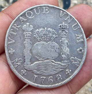 Moneda PLATA 8 Reales 1760 Mexico COLUMNARIO