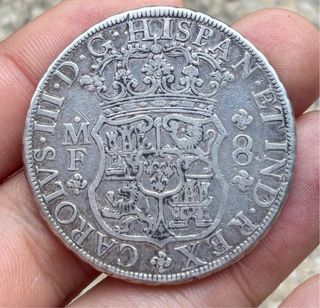Moneda PLATA 8 Reales 1760 Mexico COLUMNARIO