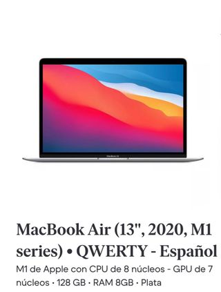 MacBook Air 13 2020 M1 QWERTY Español