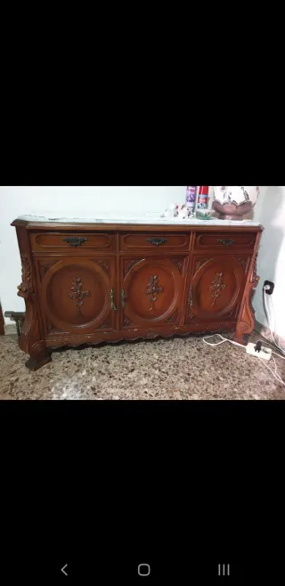 Mueble recibidor madera y mármol