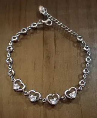 Pulsera Lotus corazones de Plata de ley