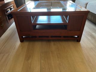 Mesa centro madera maciza con cristal