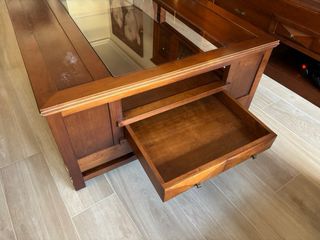 Mesa centro madera maciza con cristal