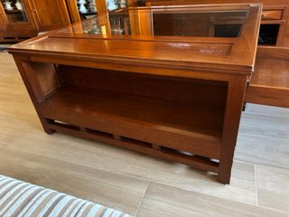 Mesa centro madera maciza con cristal