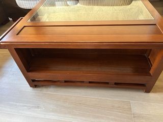 Mesa centro madera maciza con cristal