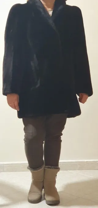 Chaquetón Piel de Mouton Negro/Marrón