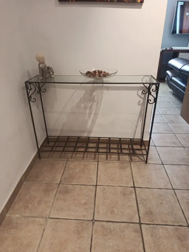 Mesa de entrada cristal y metal
