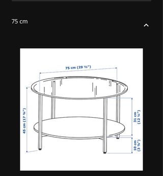 Mesa de centro redonda cristal y metal