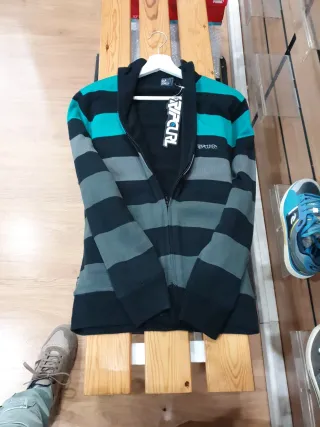 Sudadera Rip Curl rayas gris y turquesa