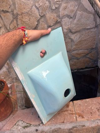 Lavabo de cristal azul turquesa