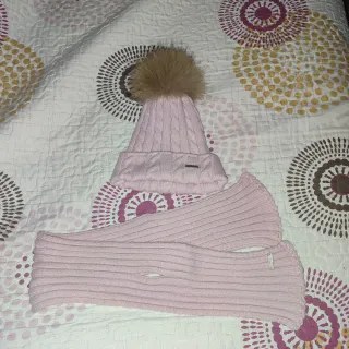 Conjunto gorro y bufanda niña de pelo natural.