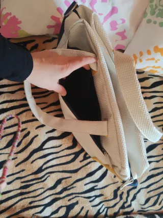Borsa neonato bianca con inserti gialli