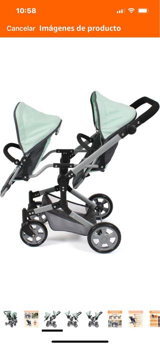 Cochecito gemelas para muñecas