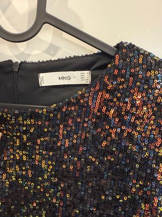 Vestido MNG lentejuelas negro multicolor Talla M