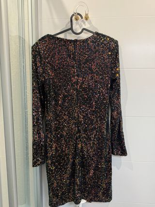 Vestido MNG lentejuelas negro multicolor Talla M