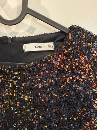 Vestido MNG lentejuelas negro multicolor Talla M