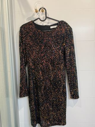 Vestido MNG lentejuelas negro multicolor Talla M