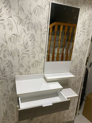 Mueble entrada madera con espejo